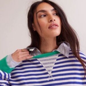 Free People Classic Stripe Oversized Crewneck